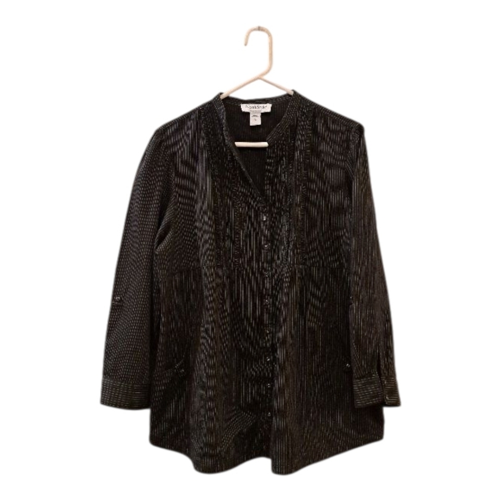 NorthStyle peplum Top  striped button down Black and white size 1X